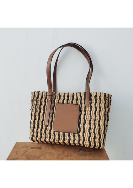 Kadınlar Için Hasır Omuz Çantası, Büyük Hasır Çanta Örgü El Yapımı Kolu Tote Çanta Yaz Plaj Hasır Çanta Bohemian Crossbody Çanta (Yurt Dışından)