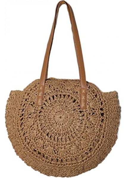 Kadınlar Için Hasır Omuz Çantası, Büyük Hasır Çanta Örgü El Yapımı Kolu Tote Çanta Yaz Plaj Hasır Çanta Bohemian Crossbody Çanta (Yurt Dışından)