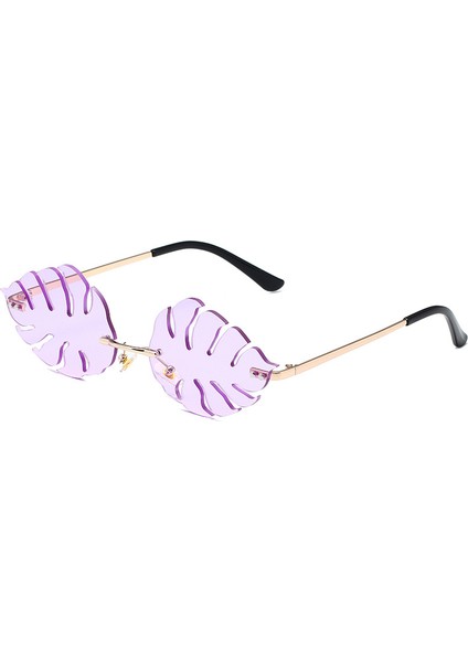 Moda Leafsunglasses Çerçevesiz Gözlük Kadın Erkek Cadılar Bayramı Parti Gözlüğü Trendy Gözlük Uv 400 Koruma (Yurt Dışından)