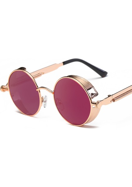 Wekity Vintage Steampunk Retro Metal Yuvarlak Daire Çerçeve Güneş Gözlüğü (Yurt Dışından)