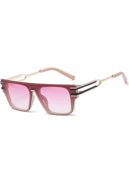 Retro Büyük Boy Düz Üst Kare Güneş Gözlüğü Tek Parça Çerçevesiz Büyük Kalkan Tonları Şık Kadın Erkek (Yurt Dışından)