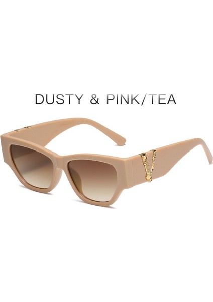 Retro Kedi Gözü Güneş Gözlüğü Kadın ve Erkek Vintage Küçük Kare Güneş Gözlükleri Uv Koruma Glasse (Yurt Dışından)