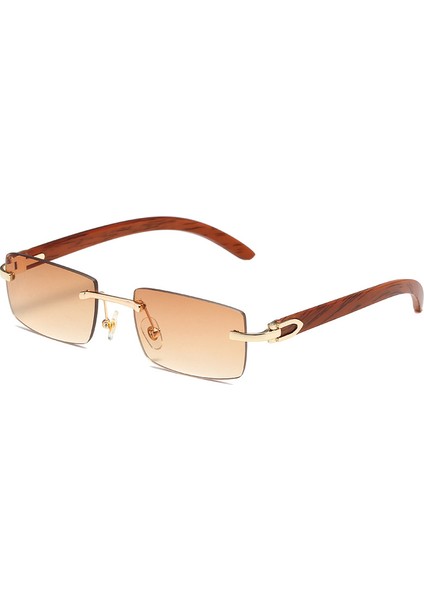 Dikdörtgen Moda Çerçevesiz Güneş Gözlüğü Kadın Erkek Gangster 90 S Çerçevesiz Shades Retro Vintage Trendy Gözlük (Yurt Dışından)
