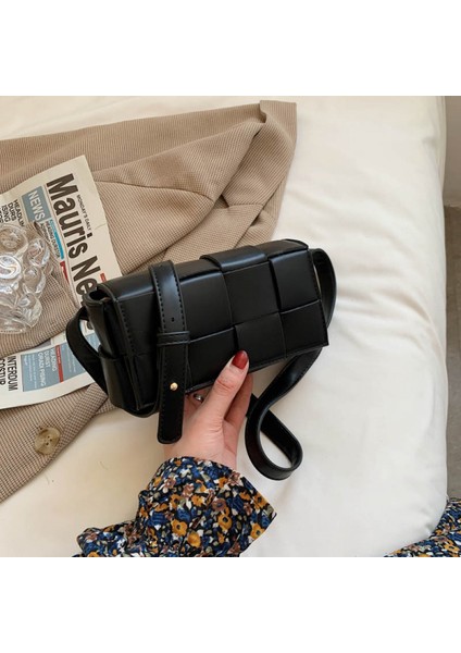 Siyah Dokuma Çanta Küçük Çanta Moda Tüm Maç Göğüs Çantası Kadın Yaz Haberci Bel Çantası Moda Ins Moda Kadın Çantası (Yurt Dışından)