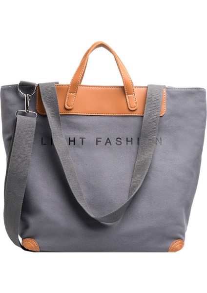 Kadın Kanvas Omuz Çantası, Bayan Çanta Vintage Crossbody Çanta Üst Kolu Alışveriş Hobo Çanta Plaj Alışveriş Seyahat Okul Için Çok Fonksiyonlu Çantalar (Gri Sayı) (Yurt Dışından)