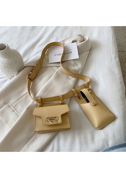 Sarı Avrupa ve Amerikan Moda Elbise Bel Çantası Kadın Çantası Pu Kemer Messenger Cep Telefonu Çantası Çift Kullanımlı (Yurt Dışından)
