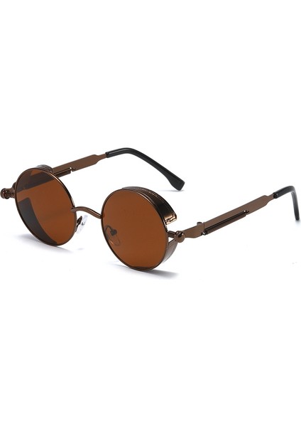 Wekity Vintage Steampunk Retro Metal Yuvarlak Daire Çerçeve Güneş Gözlüğü (Yurt Dışından)