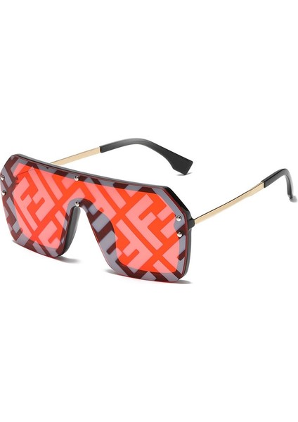 Yeni Büyük Çerçeve Trend Mektup Güneş Gözlüğü Kişilik Yapışık Filigran Lens Erkek ve Kadın Moda Tüm Maç Güneş Gözlüğü (Yurt Dışından)