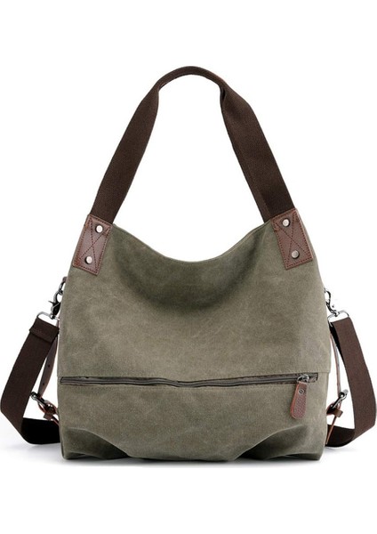 Kadın Çantası, 3 Yollu Cabrio Kanvas Vintage Omuz Çantası Çanta Crossbody Çanta Bayanlar Büyük Hobo Tote Shopper Seyahat Çantası-Yeşil (Yurt Dışından)