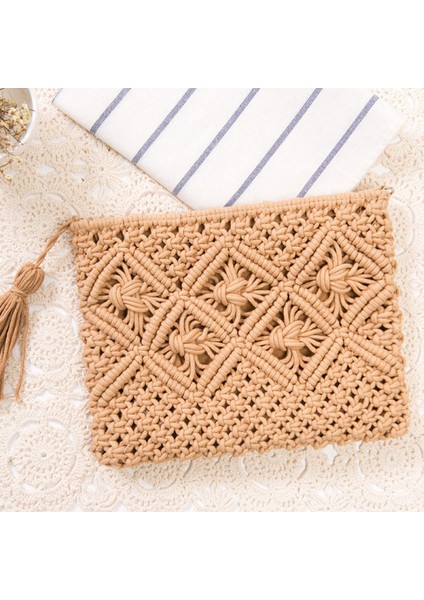 Yaz Plaj Hasır Çanta Kadınlar Için Küçük Crossbody Üst Kolu Omuz Çanta Mini El Dokuma Rattan Debriyaj Çanta (Yurt Dışından)