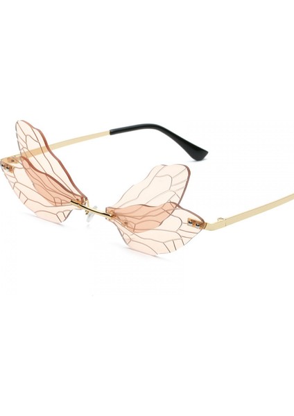 Dragonfly Kanat Şekli Güneş Gözlüğü Kadınlar/erkekler Için Çerçevesiz Düzensiz Gözlük Shades Parti Güneş Gözlükleri (Yurt Dışından)
