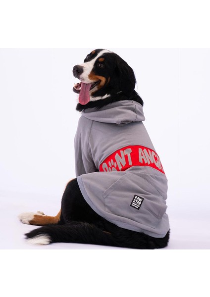 Gri Angry Orta-Büyük Irk Köpek Fermuarlı Sweatshirt