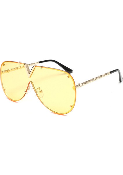 Wekity Kadın Büyük Boy Kare Güneş Gözlüğü Erkek Klasik Moda Büyük Metal Çerçeve Vintage Güneş Gözlüğü UV400 (Yurt Dışından)