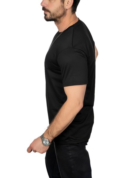 Aşırı Terleme Önleyici Siyah Bisiklet Yaka Erkek T-Shirt, Ter Sızdırmaz, Çift Katmanlı fiyatları