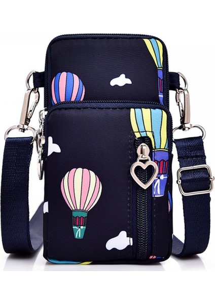 Kadın Küçük Crossbody Çanta Cep Telefonu Çanta Kartlıklı Cüzdan Kol Çantası, Bozuk Para Cüzdanı (Koyu Mavi Balon) (Yurt Dışından)
