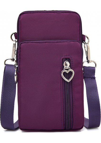 Kadın Büyük Crossbody Çanta Cep Telefonu Çanta Kartlıklı Cüzdan Kol Çantası, Bozuk Para Cüzdanı (Büyük, Koyu Mor) (Yurt Dışından)