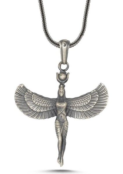 Antik Mısır Tanrıçası Isis Figürlü 3 Boyutlu 925 Ayar Gümüş Kolye fiyatları