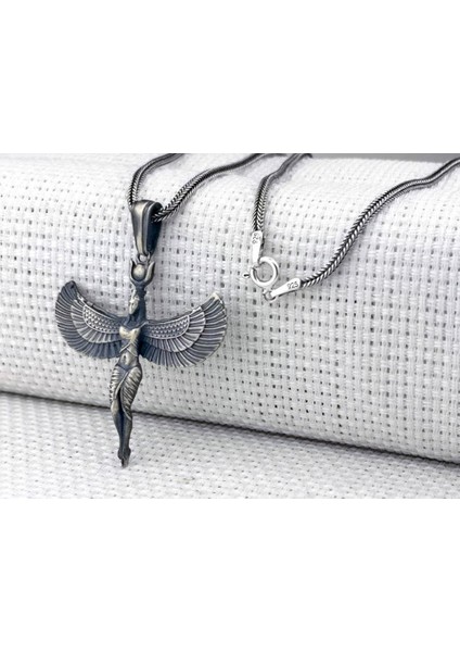 Antik Mısır Tanrıçası Isis Figürlü 3 Boyutlu 925 Ayar Gümüş Kolye indirimleri