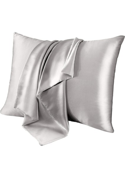 Gri %100 Dut İpeği Yastık Kılıfı – 16 Momme, Cilt ve Saç İçin Lüks Uyku Konforu (1 Adet, 50x70 cm)