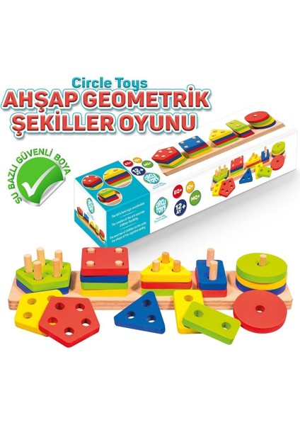 5'li Ahşap Geometrik Şekiller Oyunu