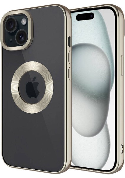- Apple iPhone 15 - Kılıf Kamera Korumalı Logo Gösteren Omega Kapak - Titanyum