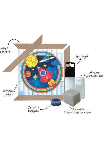 Sihirli Jel Boyama Sanat Seti - Uzay (Ahşap çerçeveli)