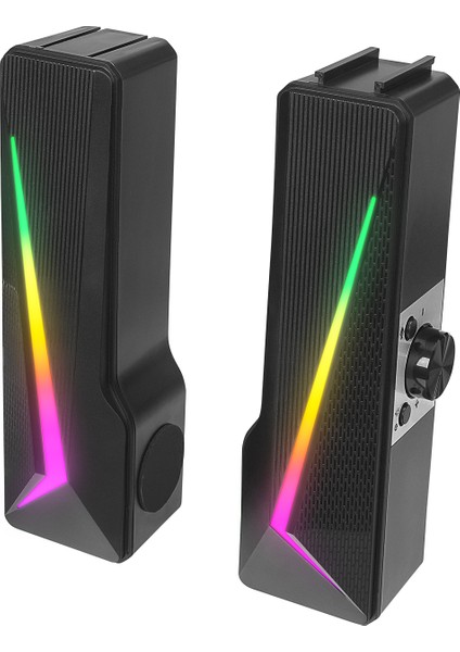 MD-S157 2.0 10W Rgb Ledli Oyuncu Siyah USB Soundbar 2.0 Speaker