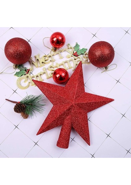 Yılbaşı Çam Ağacı Tepeliği Kırmızı Yıldız Tepelik 20 cm