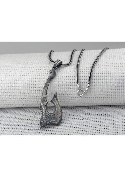 Viking Iskandinav Savaşcı Baltası Üç Boyutlu 925 Ayar Gümüş Kolye