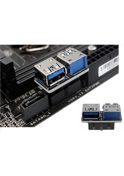 5047 Kasa Içi USB 3.0 19 20 Pin Dişi To 2x Anakart Çoklayıcı Adaptör fiyatları