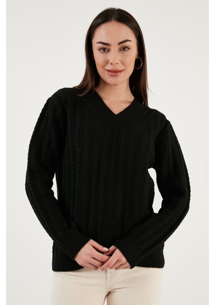 Regular Fit V Yaka Kazak Bayan Kazak 23K0668K1 fiyatları