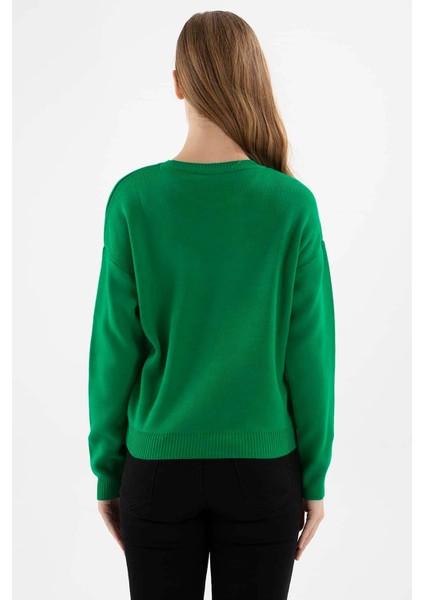 Regular Fit Bisiklet Yaka Kazak Bayan Kazak 23K0166K1 fırsatları