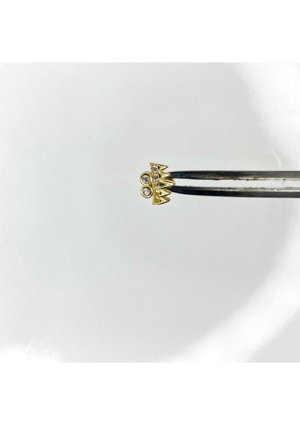 Gümüş Altın Sarısı Tragus Küpesi Gümüş Kıkırdak Küpesi