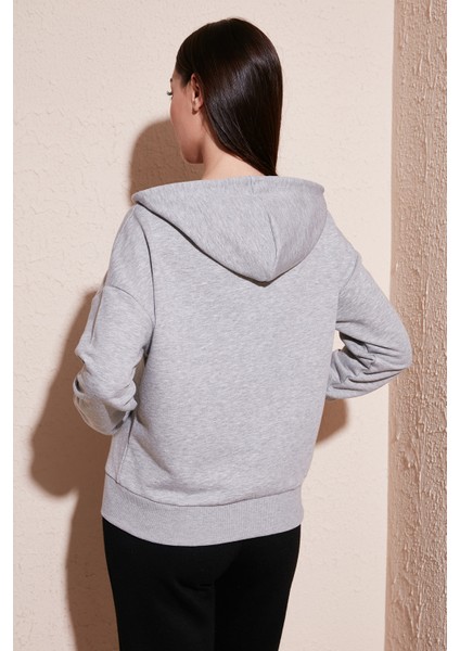 Regular Fit Fermuarlı Kapüşonlu Sweat Bayan Sweat 23K0852K1