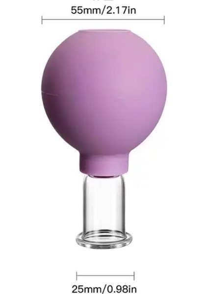 Silikon Vakumlu Yüz ve Boyun Için Cam Masaj Kupası No:2 Mor Renk