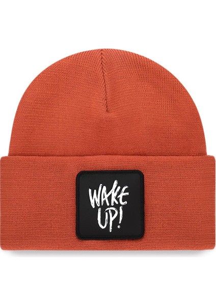 Black Börk  V1 Akrilik Wake Up - 3 Kod Logolu  Kiremit Bere (Beanie)