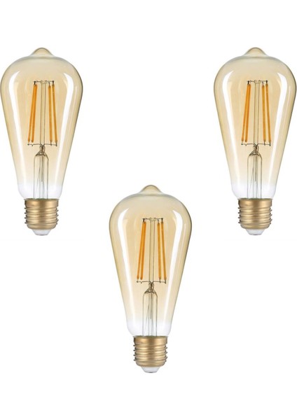 LED Filament Rustik Ampul 6W Gün Işığı - 3 Adet