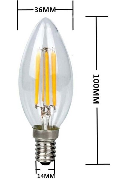 LED Filament Rustik Ampul 8W Gün Işığı - 4 Adet