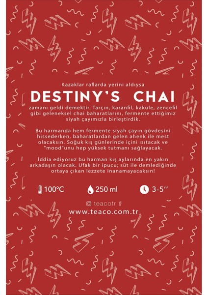 Destiny's Chai - Tarçın ve Karanfilli Siyah Çay Müslin Çay Poşeti