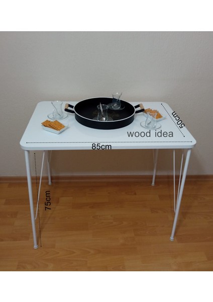 50X85 cm Firkete Ayaklı Beyaz Mutfak Masası,yemek Masası..balkon Masası
