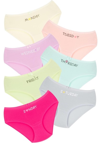 007 Kız Çoçuk Mix Color 7'li Paket Baskılı Külot V2 modelleri