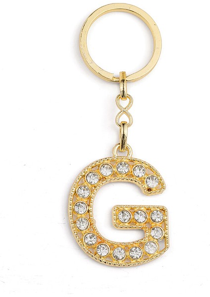 Harf Taşlı Gold G Harfi Anahtarlık