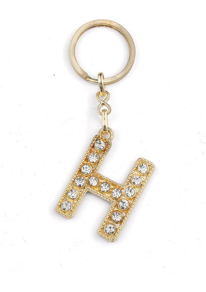 Harf Taşlı Gold H Harfi Anahtarlık