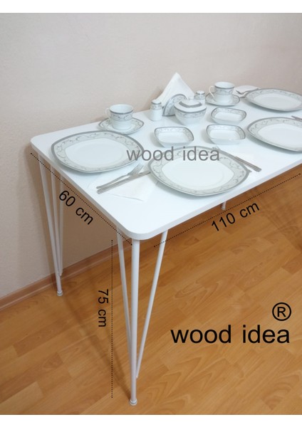 Wood Idea 60 x 110 Beyaz Metal Ayak Mutfak Masası...yemek Masası