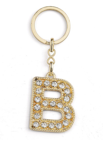 Harf Taşlı Gold B Harfi Anahtarlık