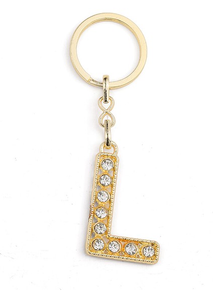 Harf Taşlı Gold L Harfi Anahtarlık