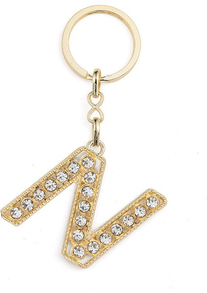 Harf Taşlı Gold N Harfi Anahtarlık