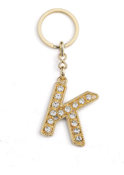 Harf Taşlı Gold K Harfi Anahtarlık