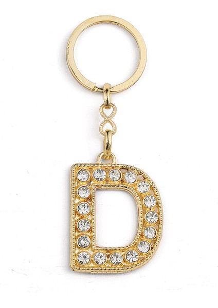 Harf Taşlı Gold D Harfi Anahtarlık