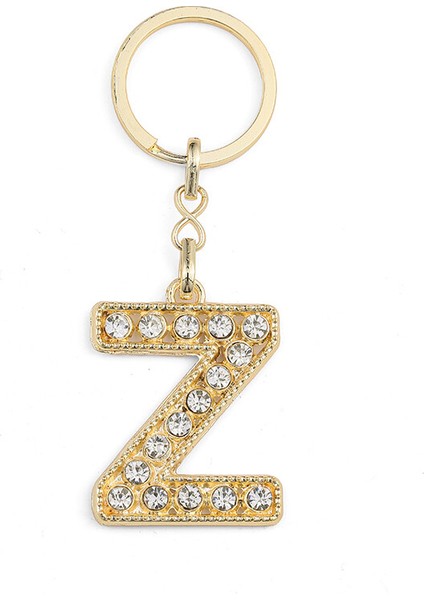 Harf Taşlı Gold Z Harfi Anahtarlık
